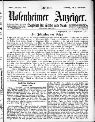 Rosenheimer Anzeiger Mittwoch 4. September 1878