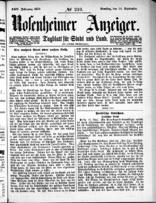 Rosenheimer Anzeiger Samstag 14. September 1878