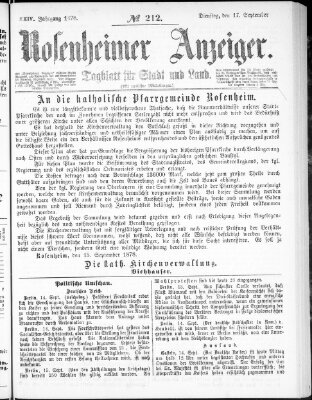 Rosenheimer Anzeiger Dienstag 17. September 1878