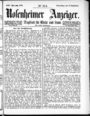 Rosenheimer Anzeiger Donnerstag 19. September 1878