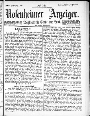 Rosenheimer Anzeiger Freitag 27. September 1878