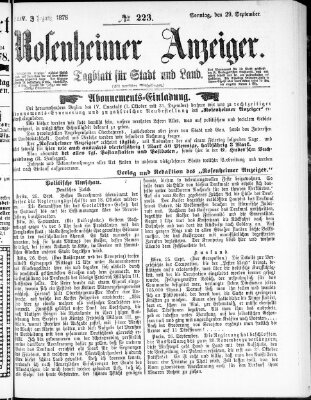 Rosenheimer Anzeiger Sonntag 29. September 1878