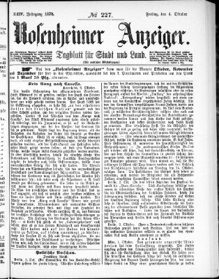 Rosenheimer Anzeiger Freitag 4. Oktober 1878