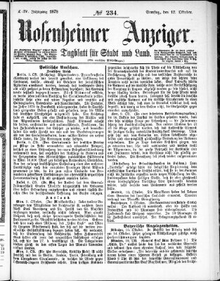 Rosenheimer Anzeiger Samstag 12. Oktober 1878