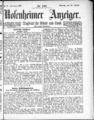 Rosenheimer Anzeiger Sonntag 13. Oktober 1878