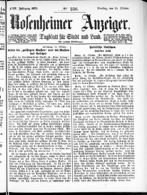 Rosenheimer Anzeiger Dienstag 15. Oktober 1878