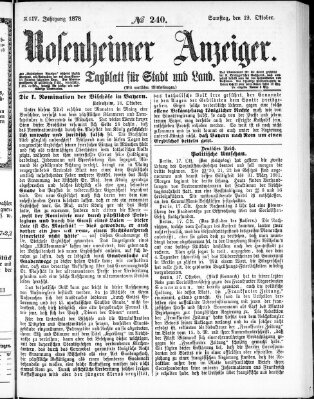 Rosenheimer Anzeiger Samstag 19. Oktober 1878