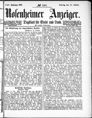 Rosenheimer Anzeiger Sonntag 20. Oktober 1878