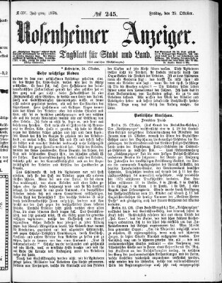 Rosenheimer Anzeiger Freitag 25. Oktober 1878