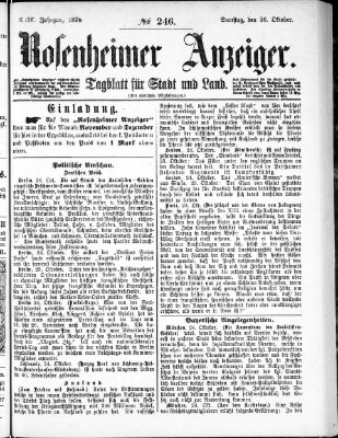 Rosenheimer Anzeiger Samstag 26. Oktober 1878