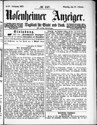 Rosenheimer Anzeiger Sonntag 27. Oktober 1878