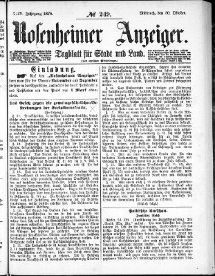 Rosenheimer Anzeiger Mittwoch 30. Oktober 1878