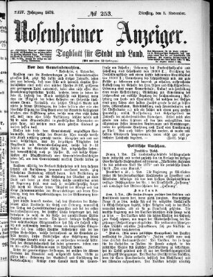 Rosenheimer Anzeiger Dienstag 5. November 1878