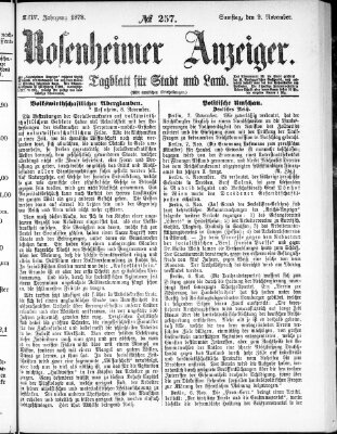 Rosenheimer Anzeiger Samstag 9. November 1878