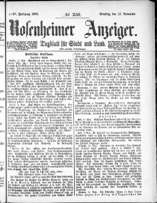 Rosenheimer Anzeiger Dienstag 12. November 1878