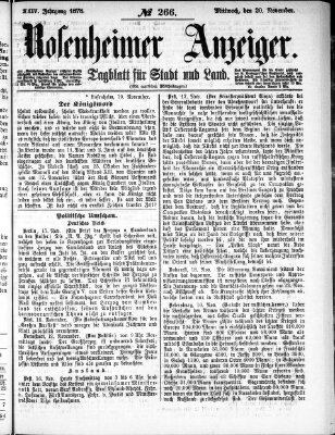 Rosenheimer Anzeiger Mittwoch 20. November 1878