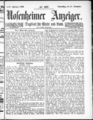 Rosenheimer Anzeiger Donnerstag 21. November 1878