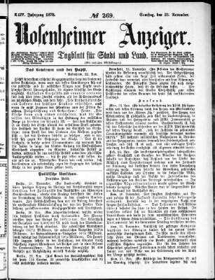 Rosenheimer Anzeiger Samstag 23. November 1878