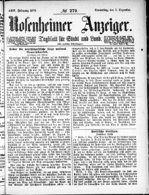 Rosenheimer Anzeiger Donnerstag 5. Dezember 1878