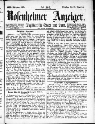 Rosenheimer Anzeiger Dienstag 10. Dezember 1878