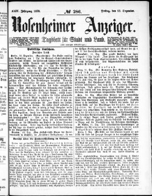 Rosenheimer Anzeiger Freitag 13. Dezember 1878