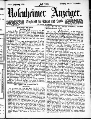 Rosenheimer Anzeiger Dienstag 17. Dezember 1878