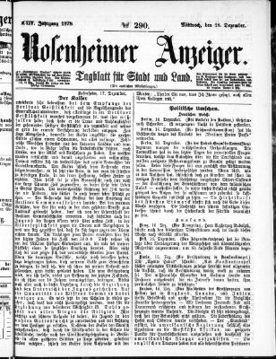 Rosenheimer Anzeiger Mittwoch 18. Dezember 1878