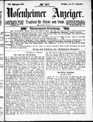 Rosenheimer Anzeiger Samstag 28. Dezember 1878