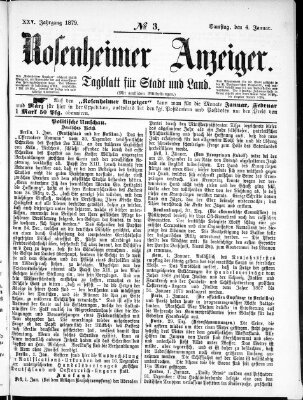 Rosenheimer Anzeiger Samstag 4. Januar 1879