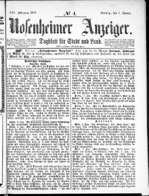 Rosenheimer Anzeiger Sonntag 5. Januar 1879