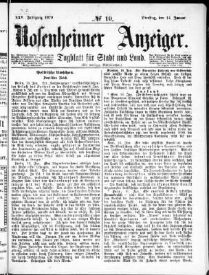 Rosenheimer Anzeiger Dienstag 14. Januar 1879