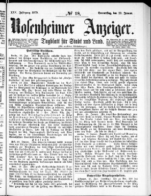 Rosenheimer Anzeiger Donnerstag 23. Januar 1879