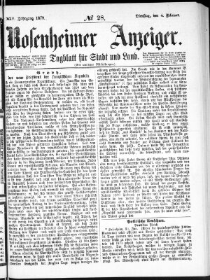 Rosenheimer Anzeiger Dienstag 4. Februar 1879