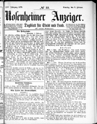 Rosenheimer Anzeiger Sonntag 9. Februar 1879