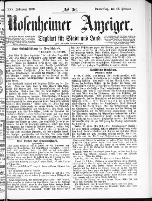 Rosenheimer Anzeiger Donnerstag 13. Februar 1879