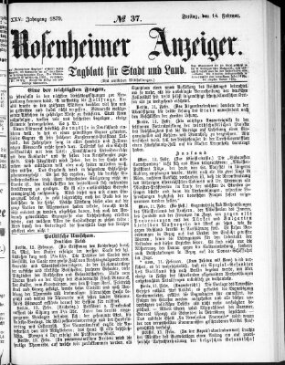 Rosenheimer Anzeiger Freitag 14. Februar 1879