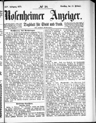 Rosenheimer Anzeiger Samstag 15. Februar 1879