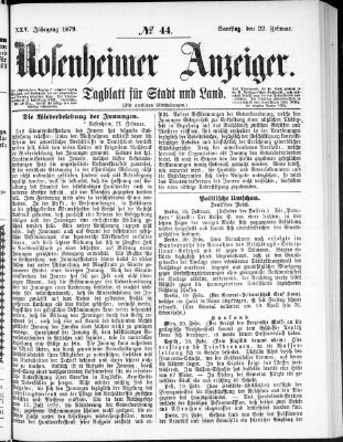 Rosenheimer Anzeiger Samstag 22. Februar 1879