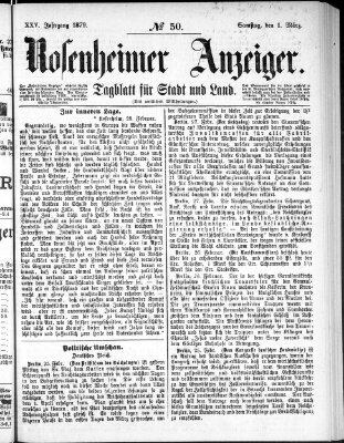 Rosenheimer Anzeiger Samstag 1. März 1879