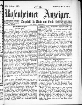 Rosenheimer Anzeiger Donnerstag 6. März 1879