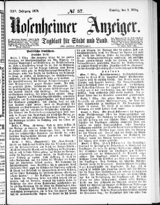 Rosenheimer Anzeiger Sonntag 9. März 1879