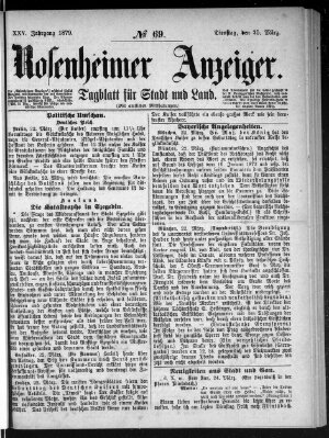 Rosenheimer Anzeiger Dienstag 25. März 1879