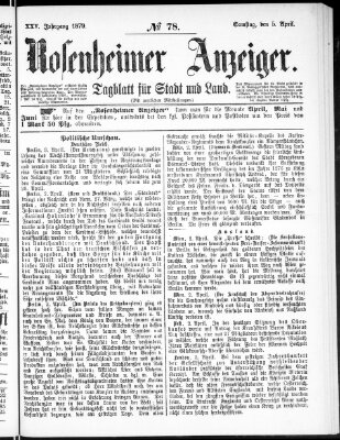 Rosenheimer Anzeiger Samstag 5. April 1879