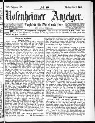 Rosenheimer Anzeiger Dienstag 8. April 1879