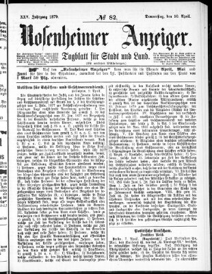 Rosenheimer Anzeiger Donnerstag 10. April 1879