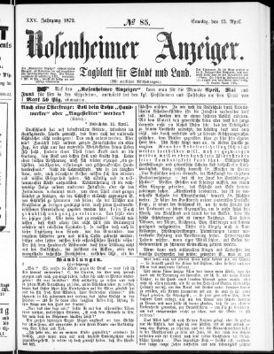 Rosenheimer Anzeiger Sonntag 13. April 1879