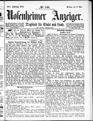 Rosenheimer Anzeiger Freitag 2. Mai 1879