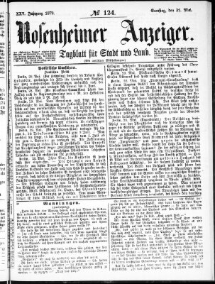 Rosenheimer Anzeiger Samstag 31. Mai 1879