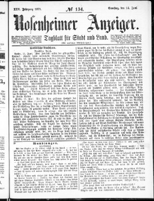 Rosenheimer Anzeiger Samstag 14. Juni 1879