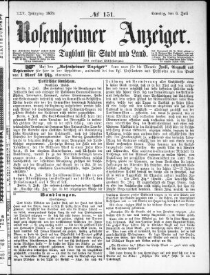 Rosenheimer Anzeiger Sonntag 6. Juli 1879